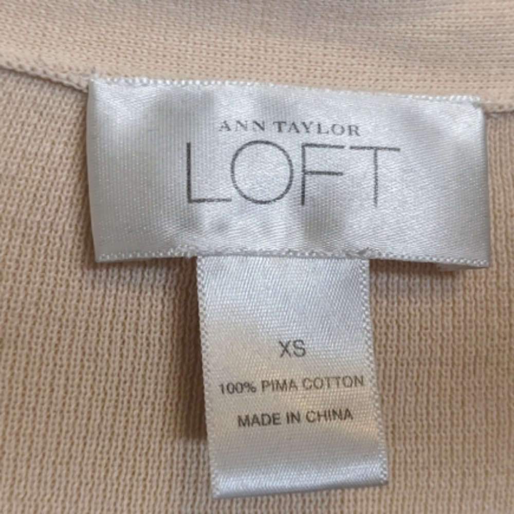 Ann Taylor LOFT Beige Pima Cotton Cardigan XS π€β¨ - Picture 3 of 8